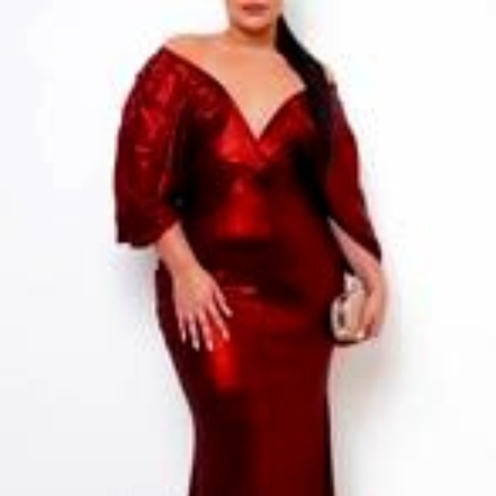 Plus Size Candy Maxi Dress-Red